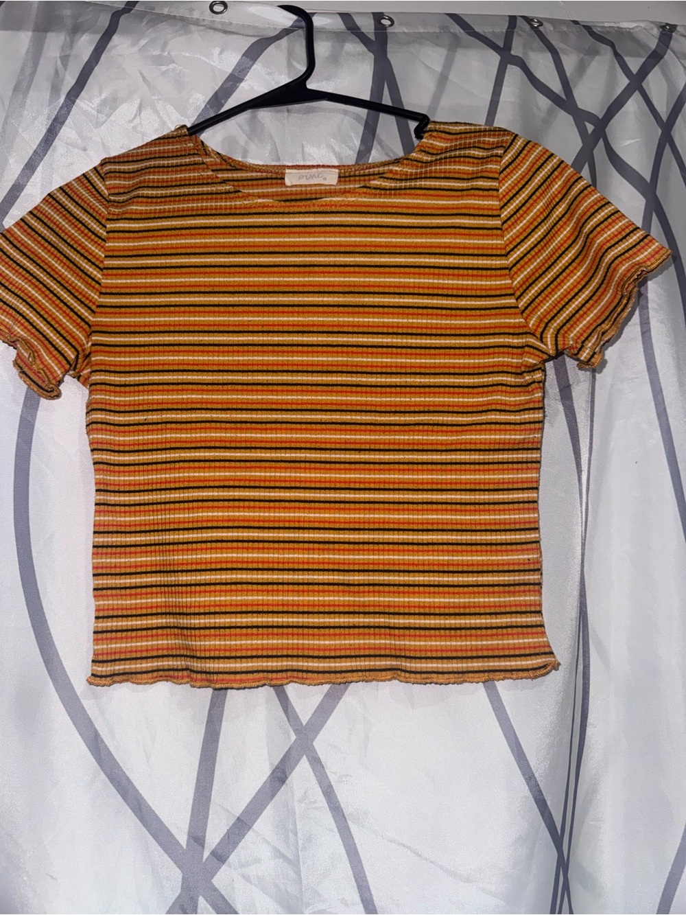 Pinc Striped Ribbed Orange Crop Top